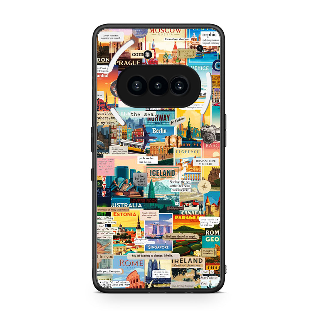 Nothing Phone 3a Live To Travel θήκη από τη Smartfits με σχέδιο στο πίσω μέρος και μαύρο περίβλημα | Smartphone case with colorful back and black bezels by Smartfits