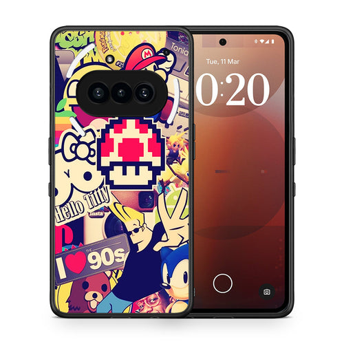 Θήκη Nothing Phone 3a Love The 90s από τη Smartfits με σχέδιο στο πίσω μέρος και μαύρο περίβλημα | Nothing Phone 3a Love The 90s case with colorful back and black bezels