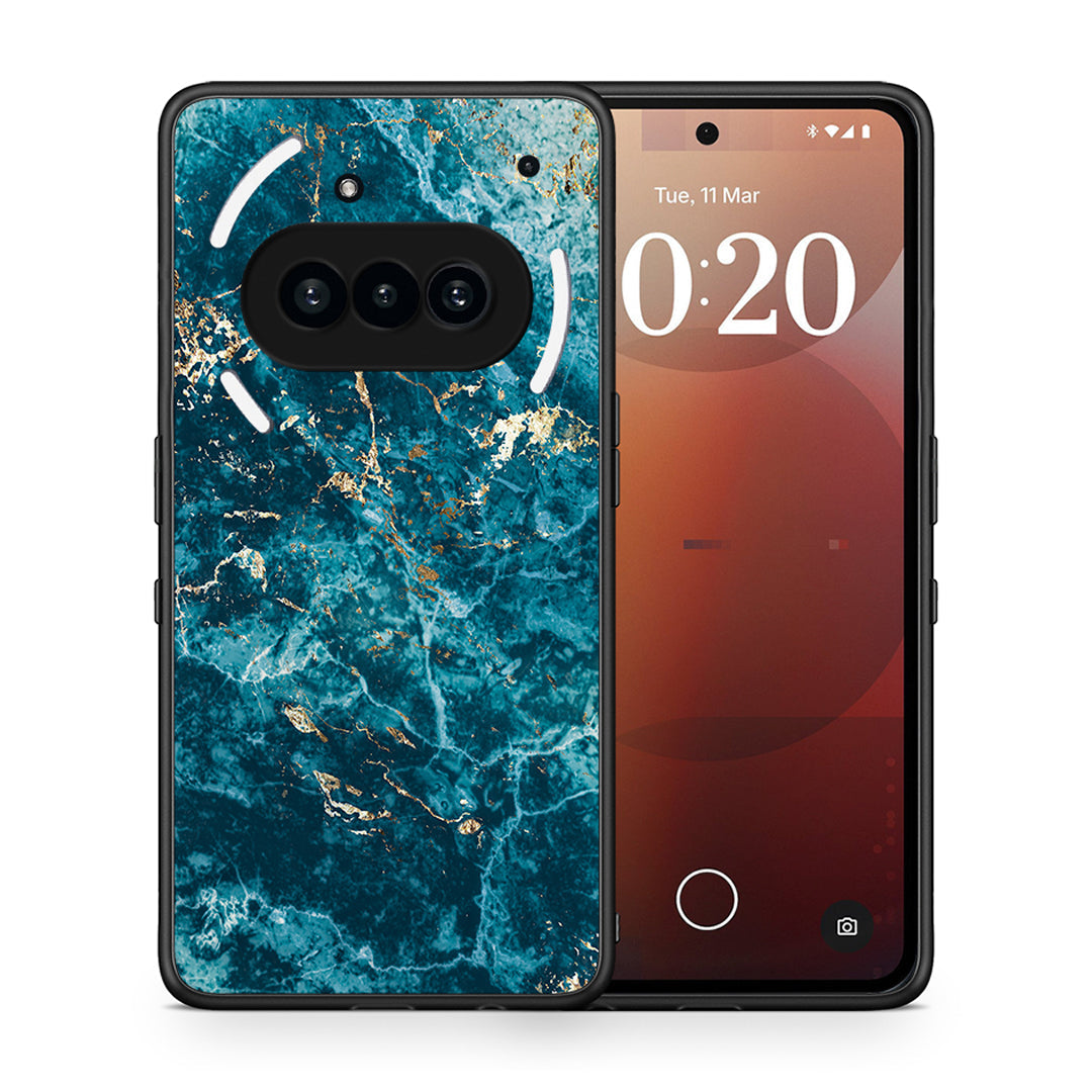 Θήκη Nothing Phone 3a Marble Blue από τη Smartfits με σχέδιο στο πίσω μέρος και μαύρο περίβλημα | Nothing Phone 3a Marble Blue case with colorful back and black bezels