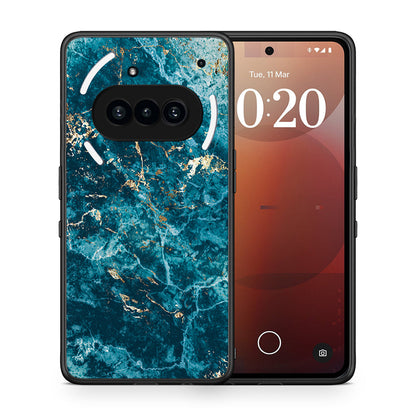 Θήκη Nothing Phone 3a Marble Blue από τη Smartfits με σχέδιο στο πίσω μέρος και μαύρο περίβλημα | Nothing Phone 3a Marble Blue case with colorful back and black bezels