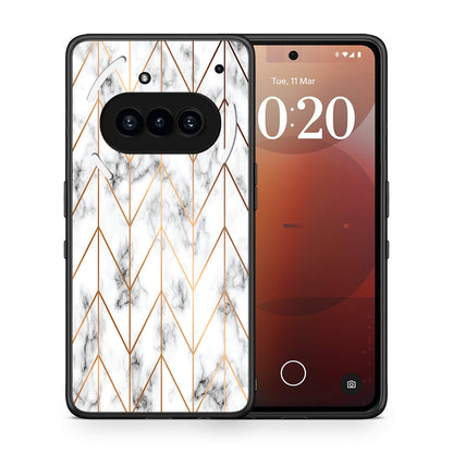 Θήκη Nothing Phone 3a Gold Geometric Marble από τη Smartfits με σχέδιο στο πίσω μέρος και μαύρο περίβλημα | Nothing Phone 3a Gold Geometric Marble case with colorful back and black bezels