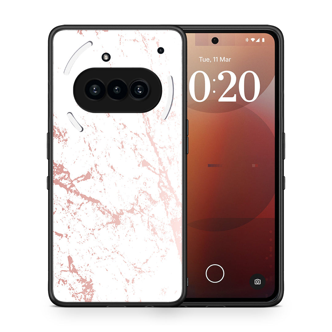 Θήκη Nothing Phone 3a Pink Splash Marble από τη Smartfits με σχέδιο στο πίσω μέρος και μαύρο περίβλημα | Nothing Phone 3a Pink Splash Marble case with colorful back and black bezels
