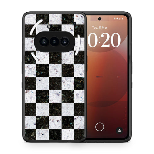 Θήκη Nothing Phone 3a Square Geometric Marble από τη Smartfits με σχέδιο στο πίσω μέρος και μαύρο περίβλημα | Nothing Phone 3a Square Geometric Marble case with colorful back and black bezels