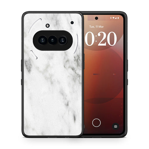 Θήκη Nothing Phone 3a White Marble από τη Smartfits με σχέδιο στο πίσω μέρος και μαύρο περίβλημα | Nothing Phone 3a White Marble case with colorful back and black bezels