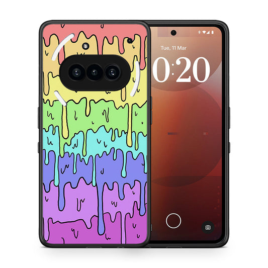 Θήκη Nothing Phone 3a Melting Rainbow από τη Smartfits με σχέδιο στο πίσω μέρος και μαύρο περίβλημα | Nothing Phone 3a Melting Rainbow case with colorful back and black bezels