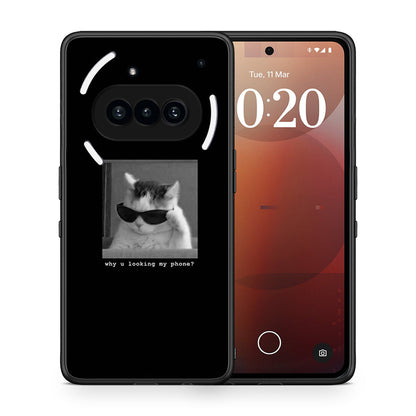 Θήκη Nothing Phone 3a Meme Cat από τη Smartfits με σχέδιο στο πίσω μέρος και μαύρο περίβλημα | Nothing Phone 3a Meme Cat case with colorful back and black bezels