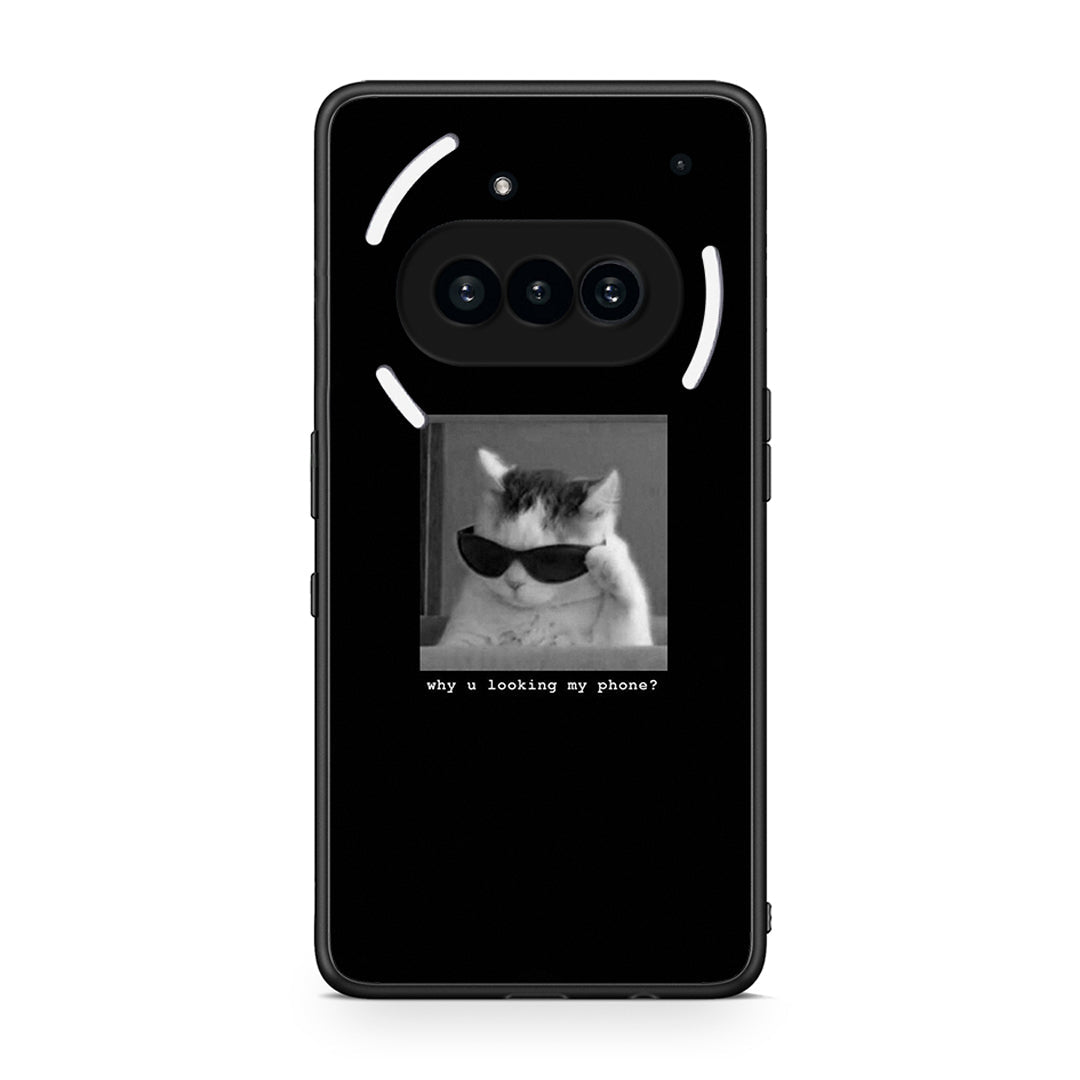 Nothing Phone 3a Meme Cat θήκη από τη Smartfits με σχέδιο στο πίσω μέρος και μαύρο περίβλημα | Smartphone case with colorful back and black bezels by Smartfits