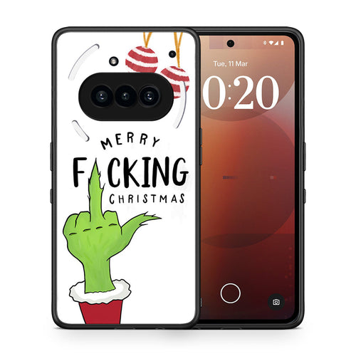 Θήκη Nothing Phone 3a Merry F Xmas από τη Smartfits με σχέδιο στο πίσω μέρος και μαύρο περίβλημα | Nothing Phone 3a Merry F Xmas case with colorful back and black bezels