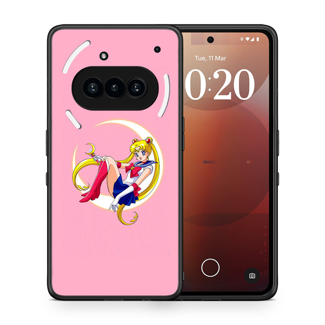 Θήκη Nothing Phone 3a Moon Girl από τη Smartfits με σχέδιο στο πίσω μέρος και μαύρο περίβλημα | Nothing Phone 3a Moon Girl case with colorful back and black bezels
