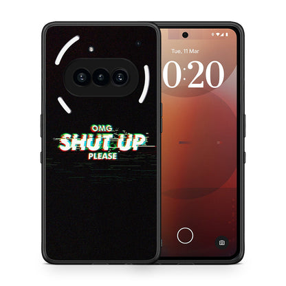 Θήκη Nothing Phone 3a OMG ShutUp από τη Smartfits με σχέδιο στο πίσω μέρος και μαύρο περίβλημα | Nothing Phone 3a OMG ShutUp case with colorful back and black bezels