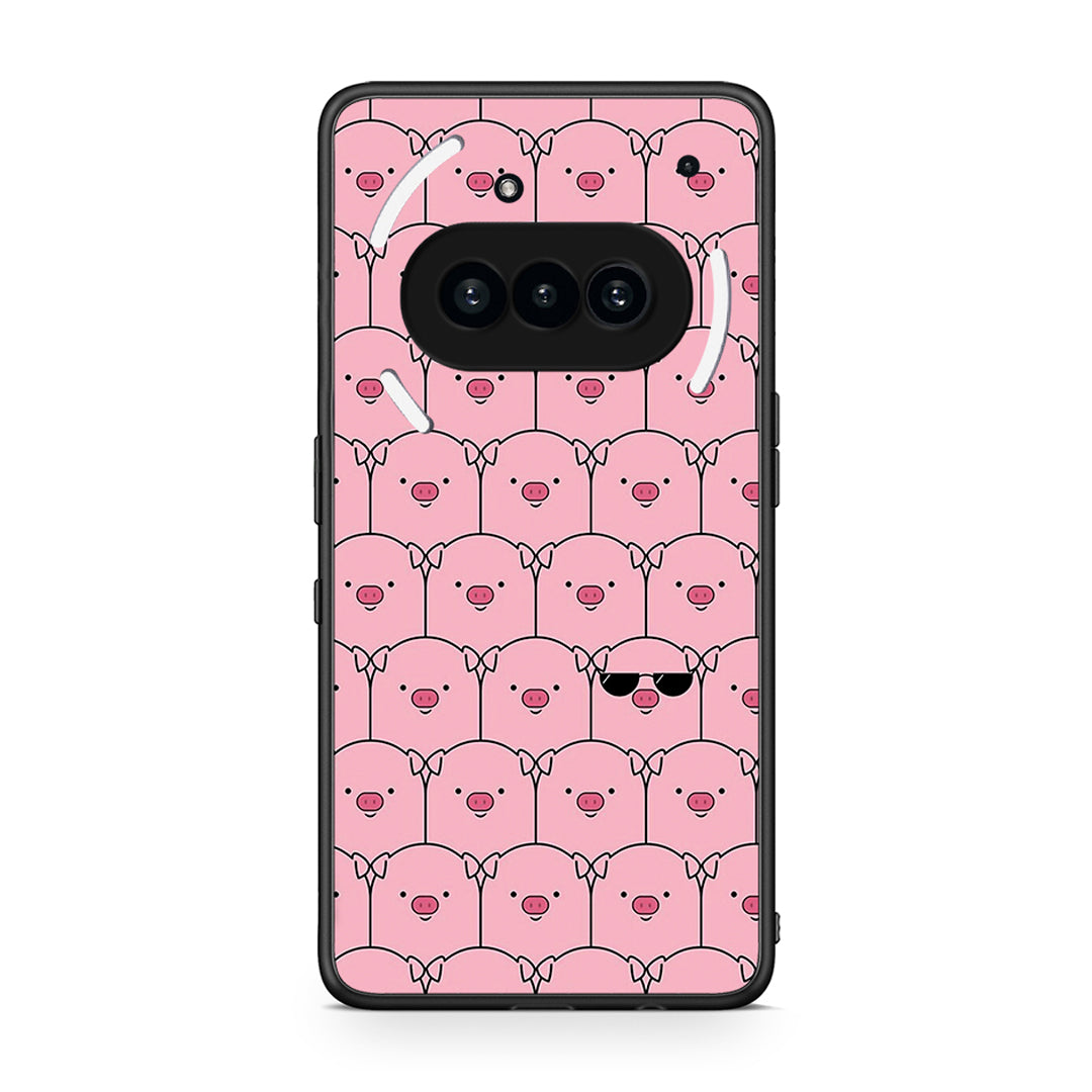 Nothing Phone 3a Pig Glasses θήκη από τη Smartfits με σχέδιο στο πίσω μέρος και μαύρο περίβλημα | Smartphone case with colorful back and black bezels by Smartfits