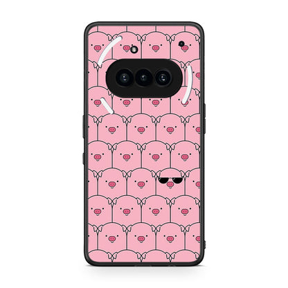 Nothing Phone 3a Pig Glasses θήκη από τη Smartfits με σχέδιο στο πίσω μέρος και μαύρο περίβλημα | Smartphone case with colorful back and black bezels by Smartfits