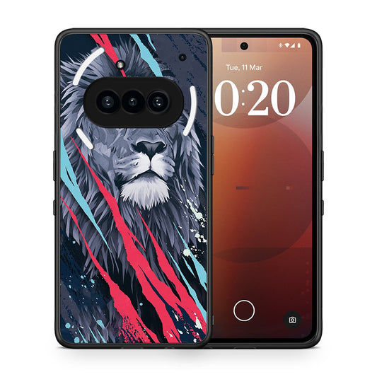 Θήκη Nothing Phone 3a Lion Designer PopArt από τη Smartfits με σχέδιο στο πίσω μέρος και μαύρο περίβλημα | Nothing Phone 3a Lion Designer PopArt case with colorful back and black bezels