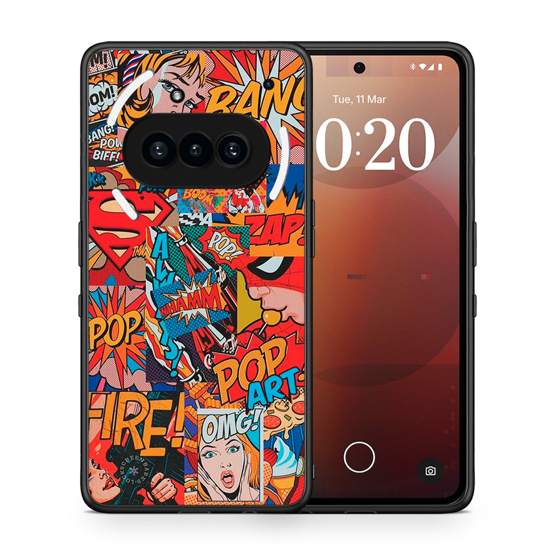 Θήκη Nothing Phone 3a PopArt OMG από τη Smartfits με σχέδιο στο πίσω μέρος και μαύρο περίβλημα | Nothing Phone 3a PopArt OMG case with colorful back and black bezels