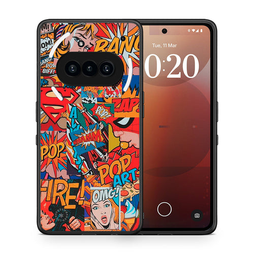 Θήκη Nothing Phone 3a PopArt OMG από τη Smartfits με σχέδιο στο πίσω μέρος και μαύρο περίβλημα | Nothing Phone 3a PopArt OMG case with colorful back and black bezels