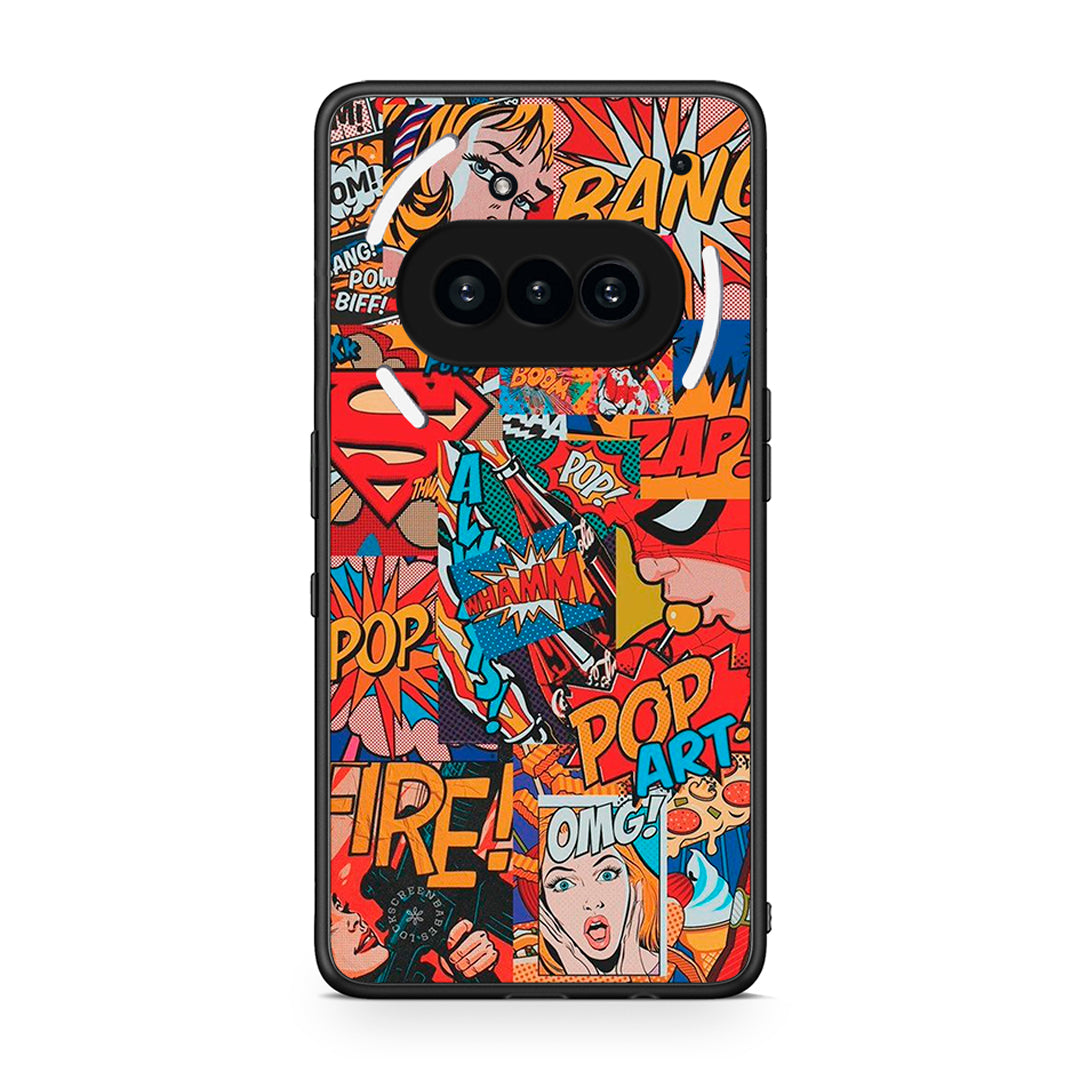Nothing Phone 3a PopArt OMG θήκη από τη Smartfits με σχέδιο στο πίσω μέρος και μαύρο περίβλημα | Smartphone case with colorful back and black bezels by Smartfits