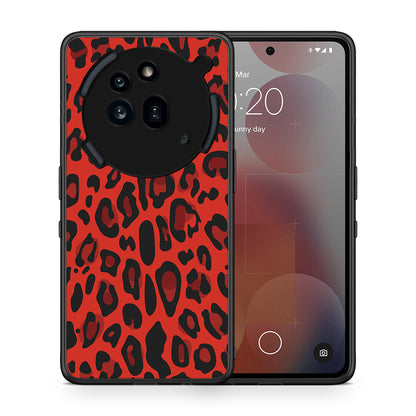 Θήκη Nothing Phone 3a Pro 5G Red Leopard Animal από τη Smartfits με σχέδιο στο πίσω μέρος και μαύρο περίβλημα | Nothing Phone 3a Pro 5G Red Leopard Animal case with colorful back and black bezels