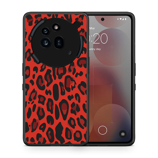 Θήκη Nothing Phone 3a Pro 5G Red Leopard Animal από τη Smartfits με σχέδιο στο πίσω μέρος και μαύρο περίβλημα | Nothing Phone 3a Pro 5G Red Leopard Animal case with colorful back and black bezels