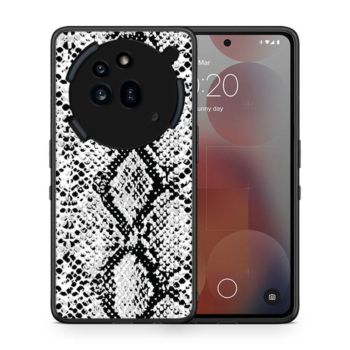 Θήκη Nothing Phone 3a Pro 5G White Snake Animal από τη Smartfits με σχέδιο στο πίσω μέρος και μαύρο περίβλημα | Nothing Phone 3a Pro 5G White Snake Animal case with colorful back and black bezels