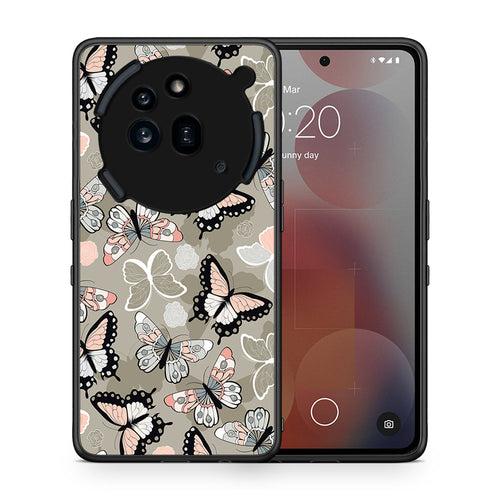 Θήκη Nothing Phone 3a Pro 5G Butterflies Boho από τη Smartfits με σχέδιο στο πίσω μέρος και μαύρο περίβλημα | Nothing Phone 3a Pro 5G Butterflies Boho case with colorful back and black bezels