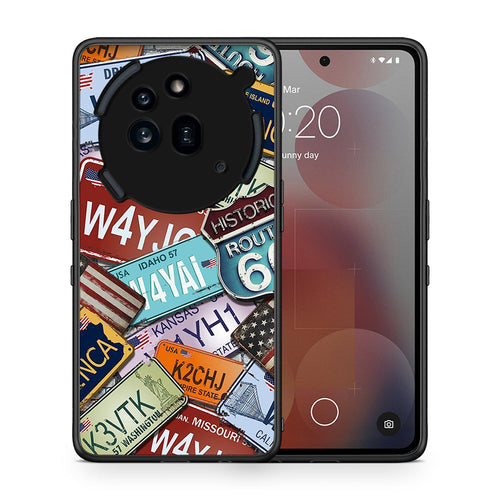 Θήκη Nothing Phone 3a Pro 5G Car Plates από τη Smartfits με σχέδιο στο πίσω μέρος και μαύρο περίβλημα | Nothing Phone 3a Pro 5G Car Plates case with colorful back and black bezels