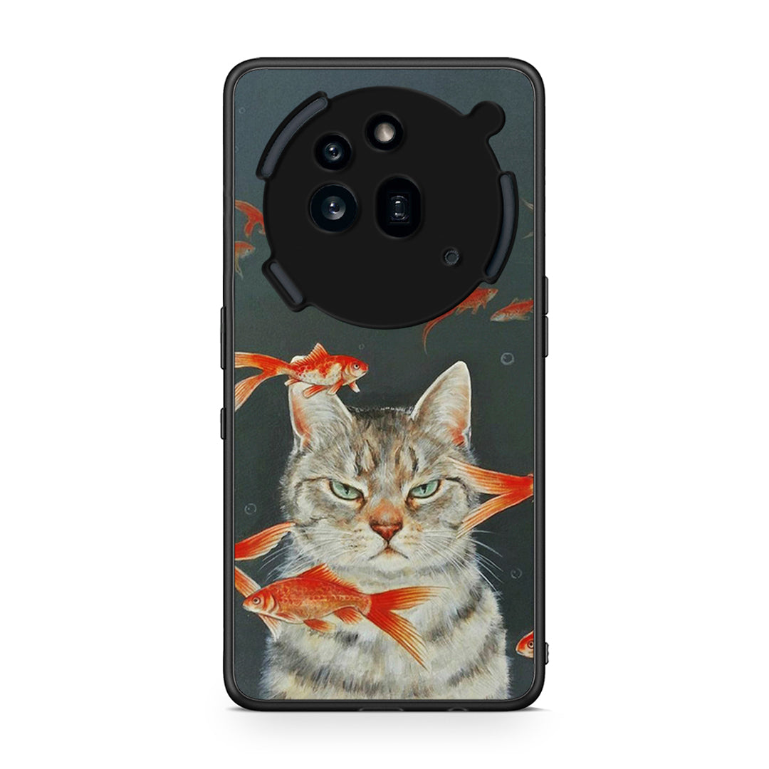 Nothing Phone 3a Pro 5G Cat Goldfish θήκη από τη Smartfits με σχέδιο στο πίσω μέρος και μαύρο περίβλημα | Smartphone case with colorful back and black bezels by Smartfits