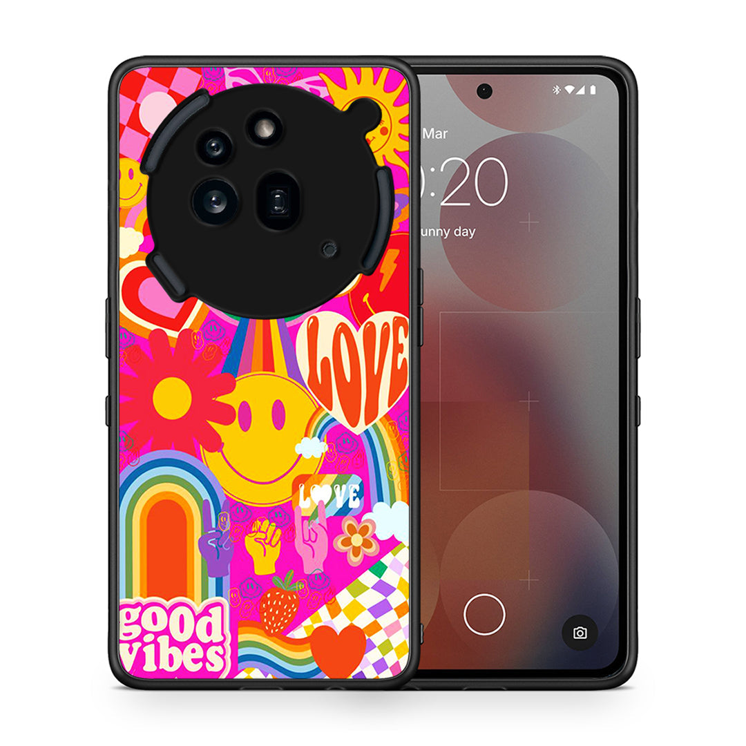 Θήκη Nothing Phone 3a Pro 5G Hippie Love από τη Smartfits με σχέδιο στο πίσω μέρος και μαύρο περίβλημα | Nothing Phone 3a Pro 5G Hippie Love case with colorful back and black bezels