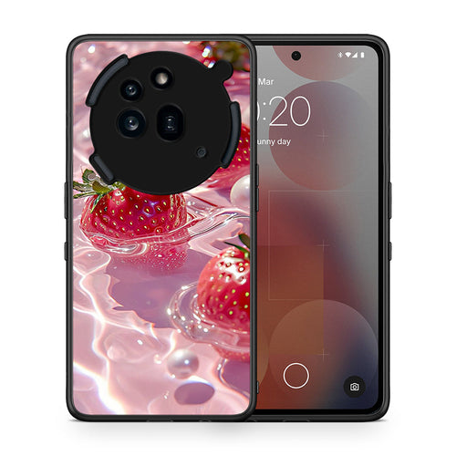 Θήκη Nothing Phone 3a Pro 5G Juicy Strawberries από τη Smartfits με σχέδιο στο πίσω μέρος και μαύρο περίβλημα | Nothing Phone 3a Pro 5G Juicy Strawberries case with colorful back and black bezels