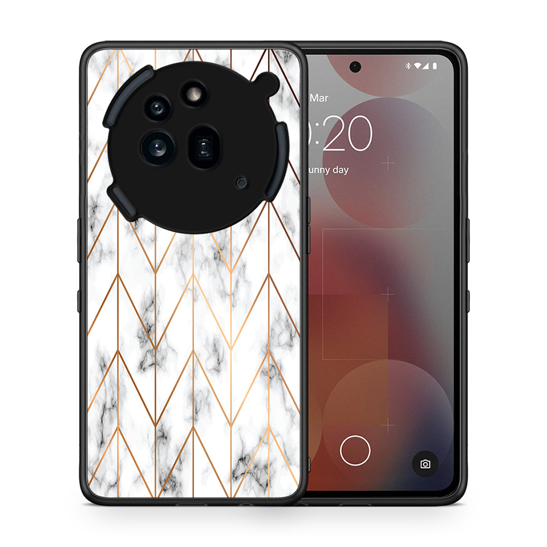 Θήκη Nothing Phone 3a Pro 5G Gold Geometric Marble από τη Smartfits με σχέδιο στο πίσω μέρος και μαύρο περίβλημα | Nothing Phone 3a Pro 5G Gold Geometric Marble case with colorful back and black bezels