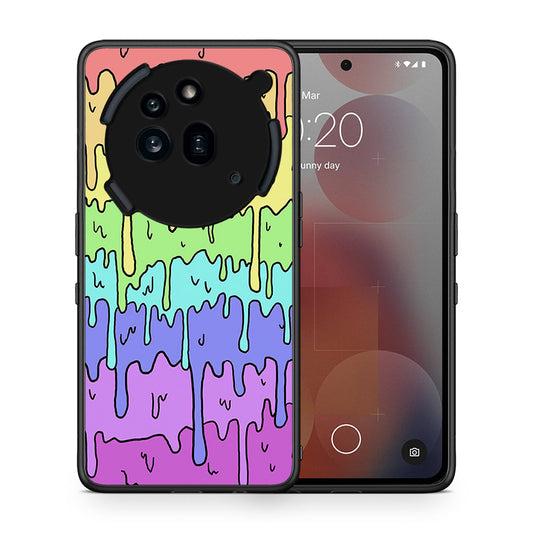 Θήκη Nothing Phone 3a Pro 5G Melting Rainbow από τη Smartfits με σχέδιο στο πίσω μέρος και μαύρο περίβλημα | Nothing Phone 3a Pro 5G Melting Rainbow case with colorful back and black bezels