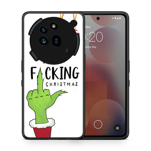Θήκη Nothing Phone 3a Pro 5G Merry F Xmas από τη Smartfits με σχέδιο στο πίσω μέρος και μαύρο περίβλημα | Nothing Phone 3a Pro 5G Merry F Xmas case with colorful back and black bezels