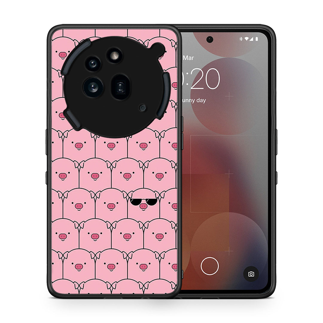 Θήκη Nothing Phone 3a Pro 5G Pig Glasses από τη Smartfits με σχέδιο στο πίσω μέρος και μαύρο περίβλημα | Nothing Phone 3a Pro 5G Pig Glasses case with colorful back and black bezels