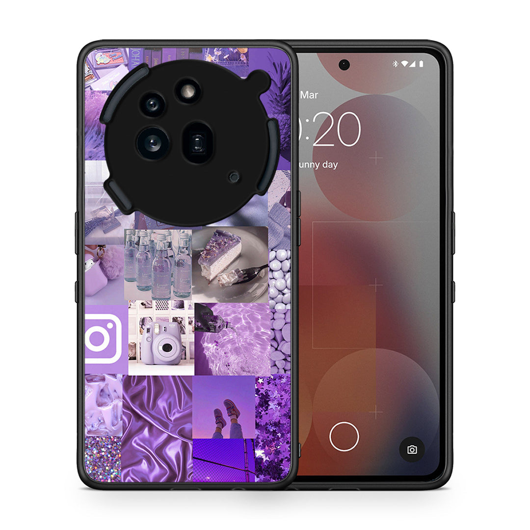 Θήκη Nothing Phone 3a Pro 5G Purple Aesthetic Collage από τη Smartfits με σχέδιο στο πίσω μέρος και μαύρο περίβλημα | Nothing Phone 3a Pro 5G Purple Aesthetic Collage case with colorful back and black bezels