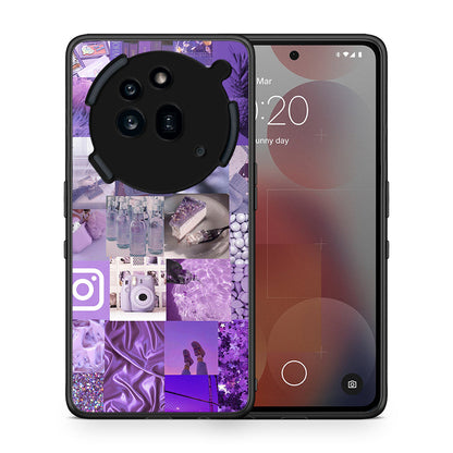 Θήκη Nothing Phone 3a Pro 5G Purple Aesthetic Collage από τη Smartfits με σχέδιο στο πίσω μέρος και μαύρο περίβλημα | Nothing Phone 3a Pro 5G Purple Aesthetic Collage case with colorful back and black bezels