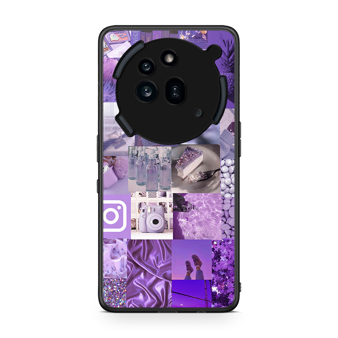 Nothing Phone 3a Pro 5G Purple Aesthetic Collage θήκη από τη Smartfits με σχέδιο στο πίσω μέρος και μαύρο περίβλημα | Smartphone case with colorful back and black bezels by Smartfits