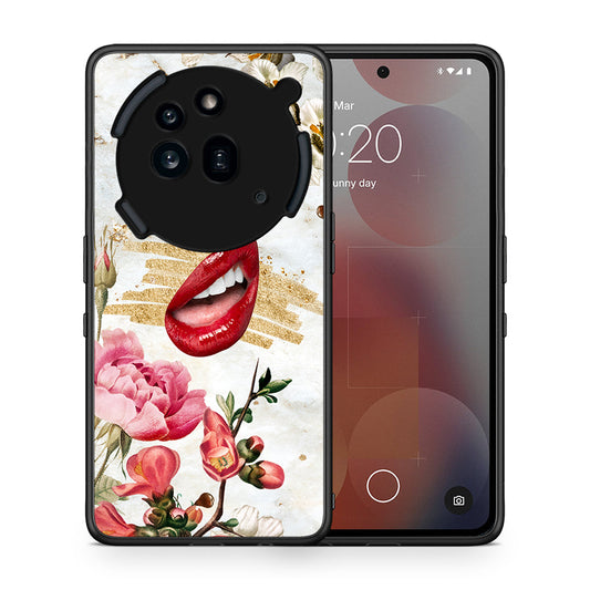 Θήκη Nothing Phone 3a Pro 5G Red Lips από τη Smartfits με σχέδιο στο πίσω μέρος και μαύρο περίβλημα | Nothing Phone 3a Pro 5G Red Lips case with colorful back and black bezels