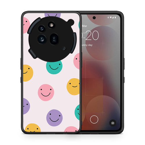 Θήκη Nothing Phone 3a Pro 5G Smiley Faces από τη Smartfits με σχέδιο στο πίσω μέρος και μαύρο περίβλημα | Nothing Phone 3a Pro 5G Smiley Faces case with colorful back and black bezels