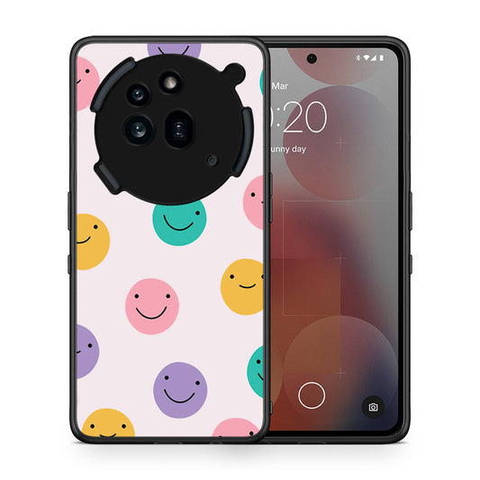 Θήκη Nothing Phone 3a Pro 5G Smiley Faces από τη Smartfits με σχέδιο στο πίσω μέρος και μαύρο περίβλημα | Nothing Phone 3a Pro 5G Smiley Faces case with colorful back and black bezels