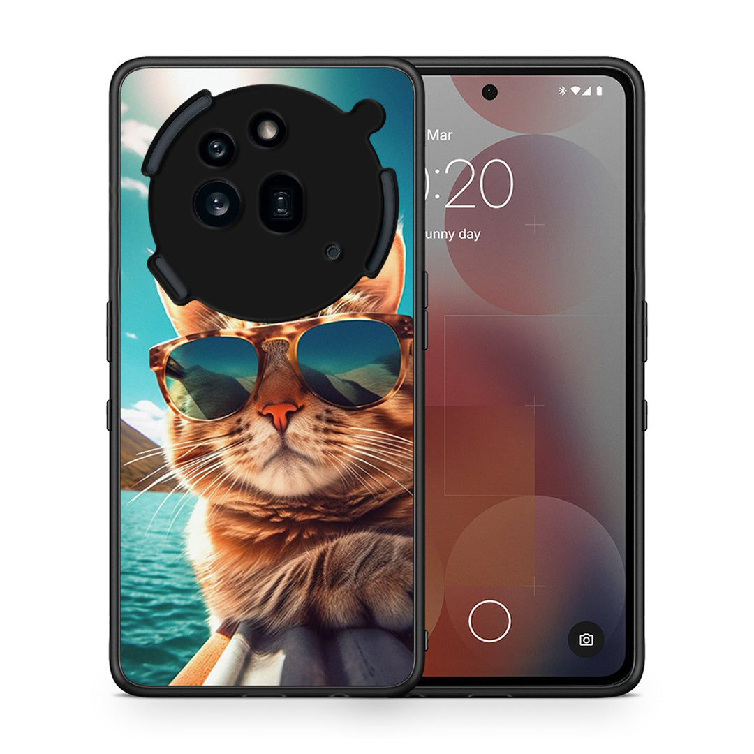 Θήκη Nothing Phone 3a Pro 5G Summer Cat από τη Smartfits με σχέδιο στο πίσω μέρος και μαύρο περίβλημα | Nothing Phone 3a Pro 5G Summer Cat case with colorful back and black bezels