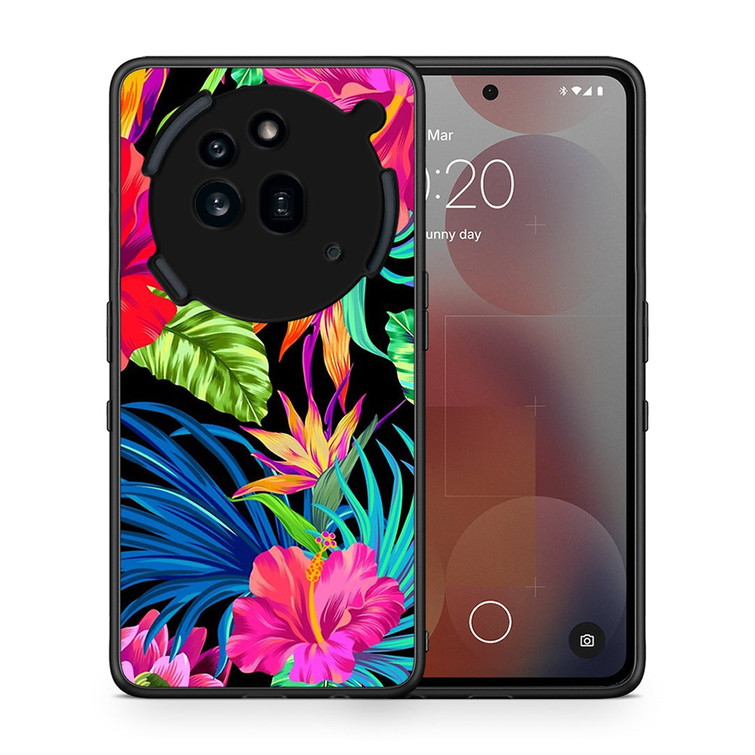 Θήκη Nothing Phone 3a Pro 5G Tropical Flowers από τη Smartfits με σχέδιο στο πίσω μέρος και μαύρο περίβλημα | Nothing Phone 3a Pro 5G Tropical Flowers case with colorful back and black bezels