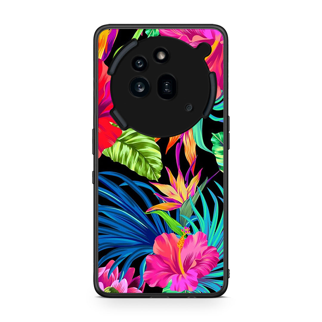 Nothing Phone 3a Pro 5G Tropical Flowers θήκη από τη Smartfits με σχέδιο στο πίσω μέρος και μαύρο περίβλημα | Smartphone case with colorful back and black bezels by Smartfits