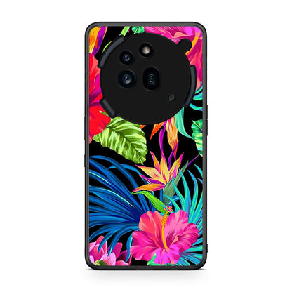 Nothing Phone 3a Pro 5G Tropical Flowers θήκη από τη Smartfits με σχέδιο στο πίσω μέρος και μαύρο περίβλημα | Smartphone case with colorful back and black bezels by Smartfits