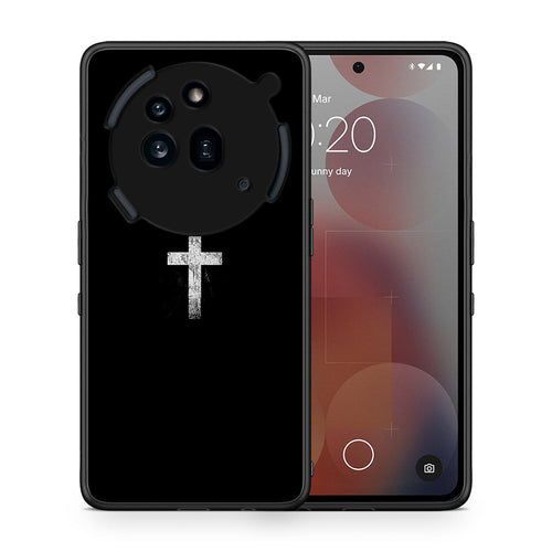Θήκη Nothing Phone 3a Pro 5G White Cross από τη Smartfits με σχέδιο στο πίσω μέρος και μαύρο περίβλημα | Nothing Phone 3a Pro 5G White Cross case with colorful back and black bezels