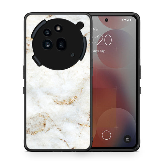 Θήκη Nothing Phone 3a Pro 5G White Gold Marble από τη Smartfits με σχέδιο στο πίσω μέρος και μαύρο περίβλημα | Nothing Phone 3a Pro 5G White Gold Marble case with colorful back and black bezels