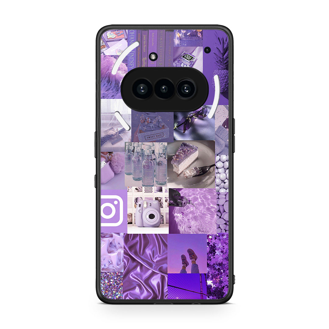 Nothing Phone 3a Purple Aesthetic Collage θήκη από τη Smartfits με σχέδιο στο πίσω μέρος και μαύρο περίβλημα | Smartphone case with colorful back and black bezels by Smartfits