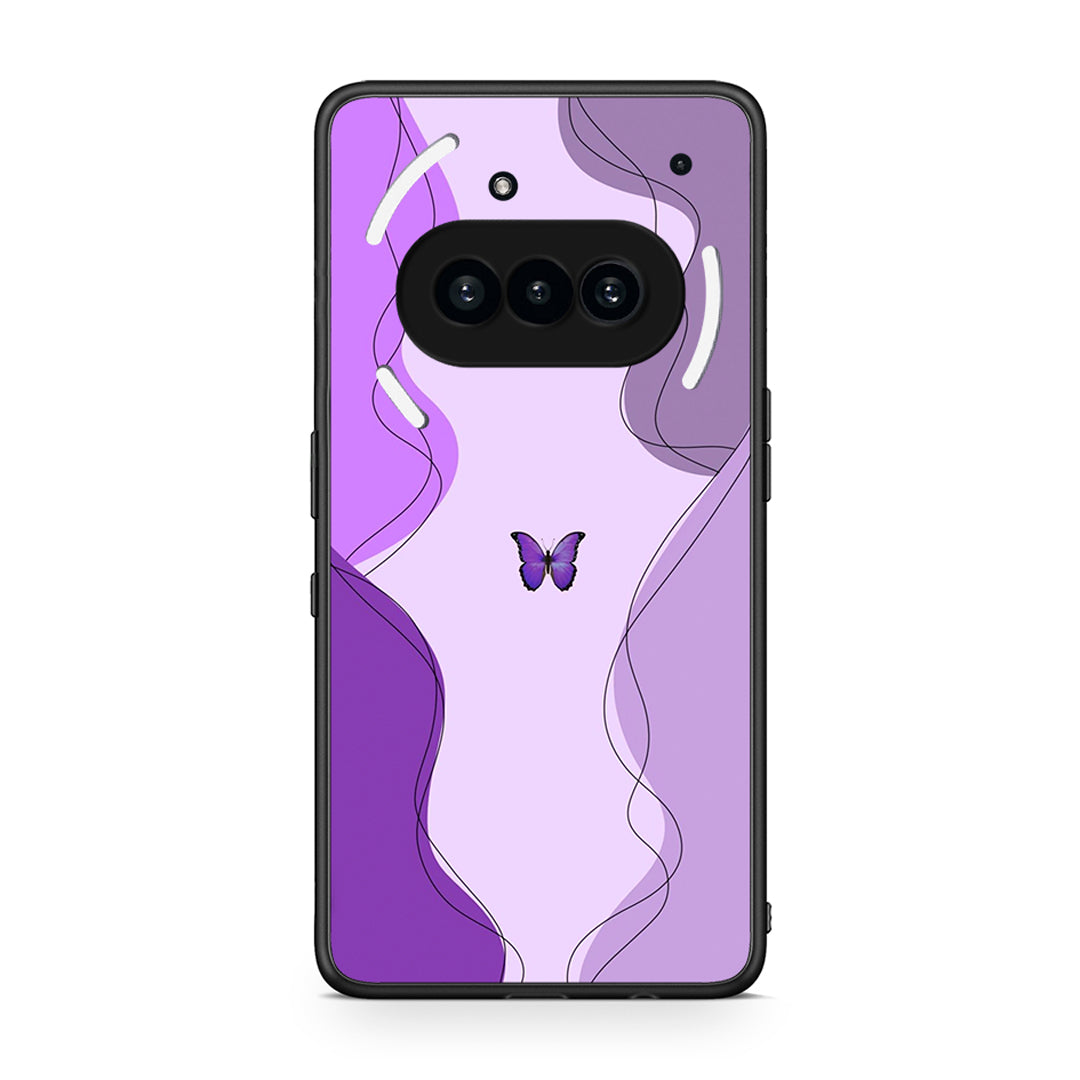 Nothing Phone 3a Purple Mariposa Θήκη Αγίου Βαλεντίνου από τη Smartfits με σχέδιο στο πίσω μέρος και μαύρο περίβλημα | Smartphone case with colorful back and black bezels by Smartfits
