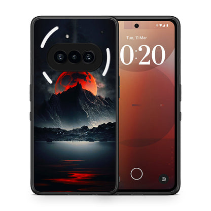 Θήκη Nothing Phone 3a Red Full Moon από τη Smartfits με σχέδιο στο πίσω μέρος και μαύρο περίβλημα | Nothing Phone 3a Red Full Moon case with colorful back and black bezels