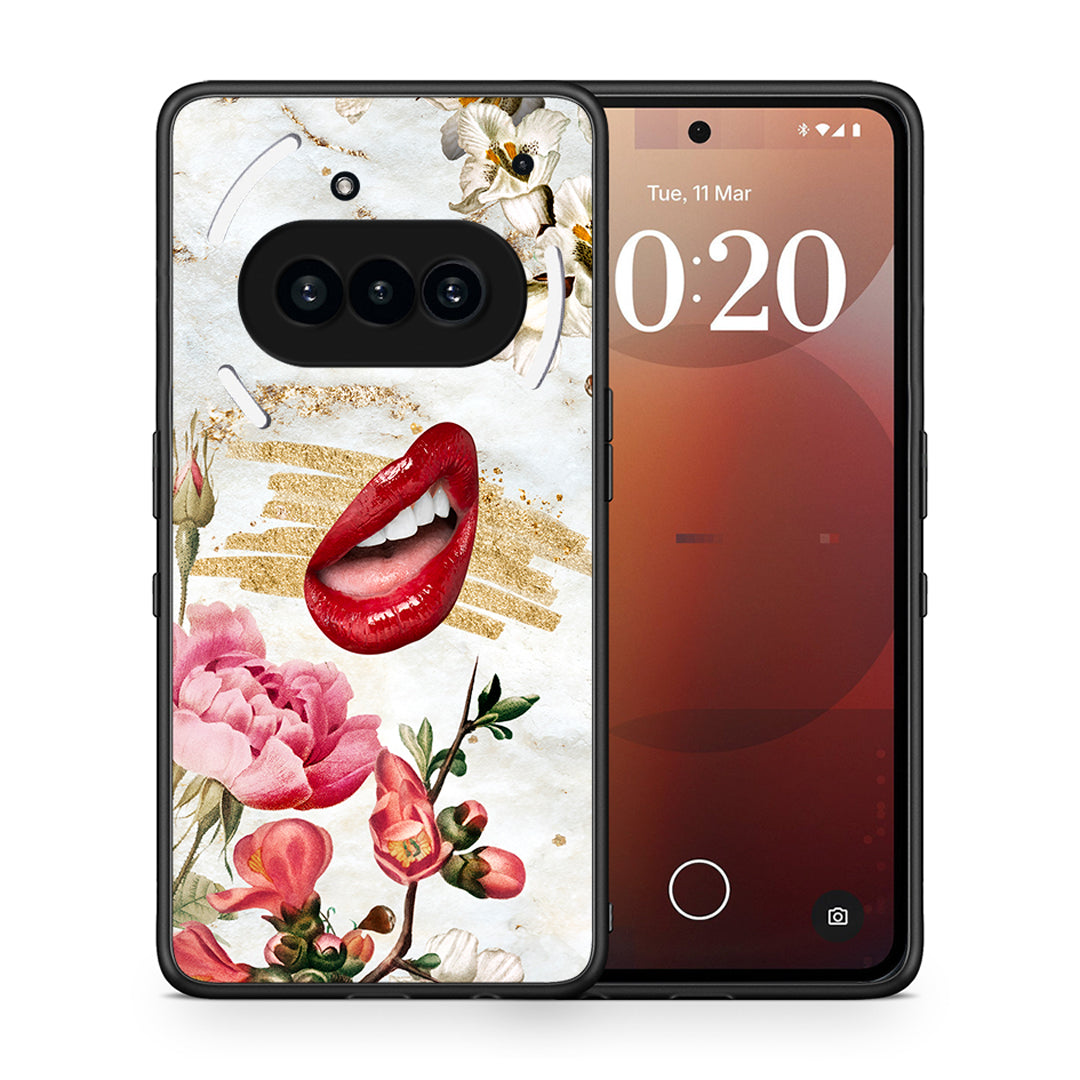 Θήκη Nothing Phone 3a Red Lips από τη Smartfits με σχέδιο στο πίσω μέρος και μαύρο περίβλημα | Nothing Phone 3a Red Lips case with colorful back and black bezels