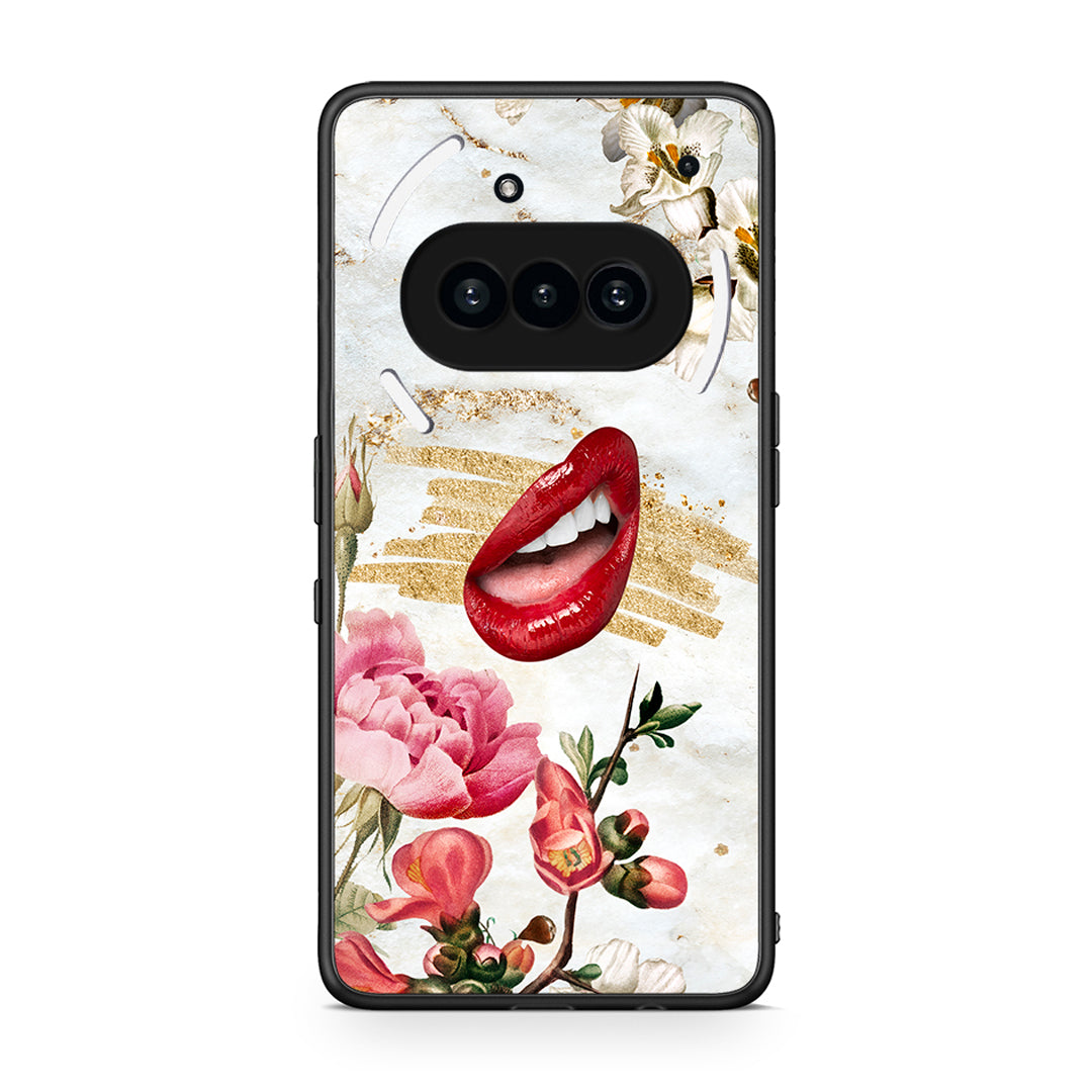 Nothing Phone 3a Red Lips θήκη από τη Smartfits με σχέδιο στο πίσω μέρος και μαύρο περίβλημα | Smartphone case with colorful back and black bezels by Smartfits