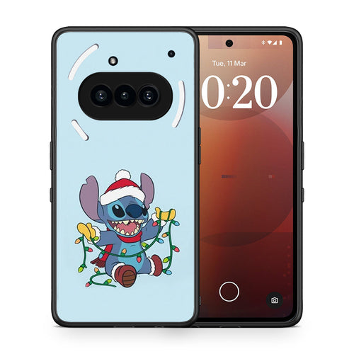 Θήκη Nothing Phone 3a Santa Stich από τη Smartfits με σχέδιο στο πίσω μέρος και μαύρο περίβλημα | Nothing Phone 3a Santa Stich case with colorful back and black bezels